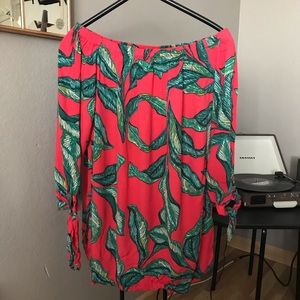 🌴Coral Palm leaf print dress 🌴